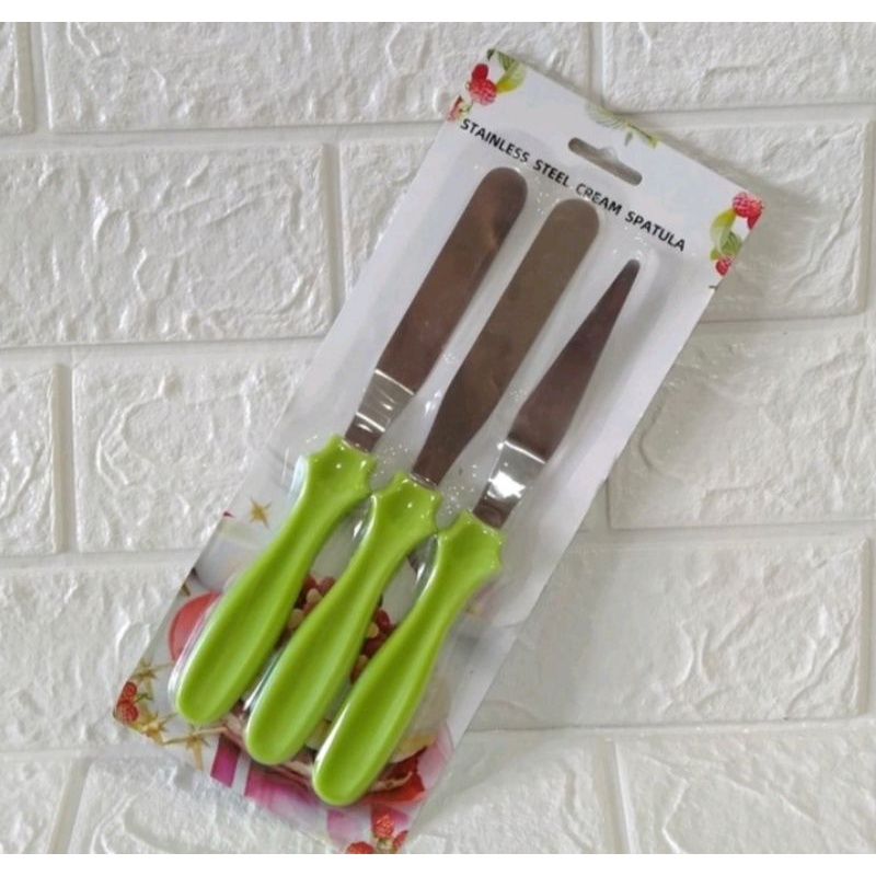 spatula butter cream set isi 3/spatula penghias kue/spatula dekorasi kue