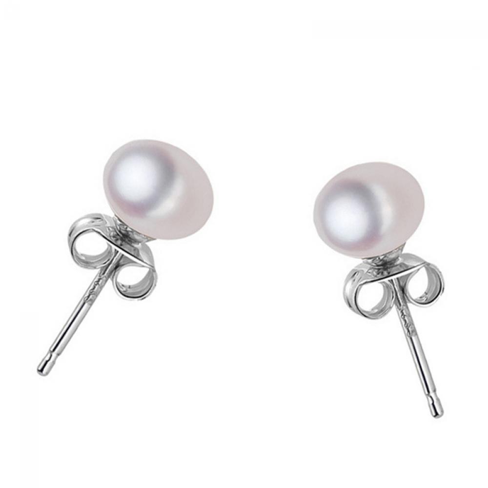 PREVA Earrings Charm 1 Pair White Elegant Ear Lady Silver Plated