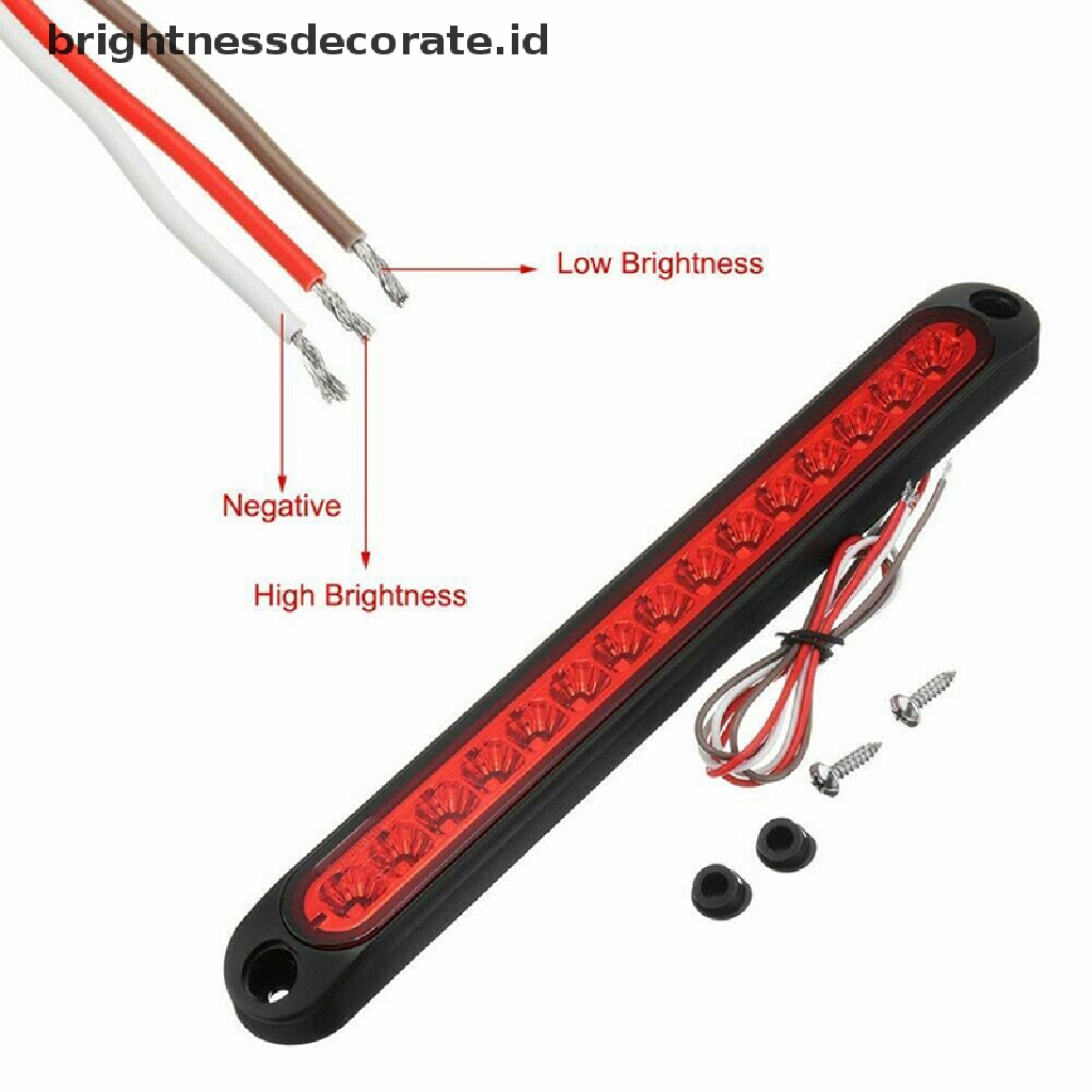 [birth] 1PC 25CM 15 LED Red Sealed Trailer Truck RV Stop Tail Rear Brake Turn Light Bar [ID]