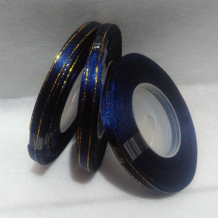 

Pita Satin Lis mas Dongker Ukuran 1/4inch isi 25yard