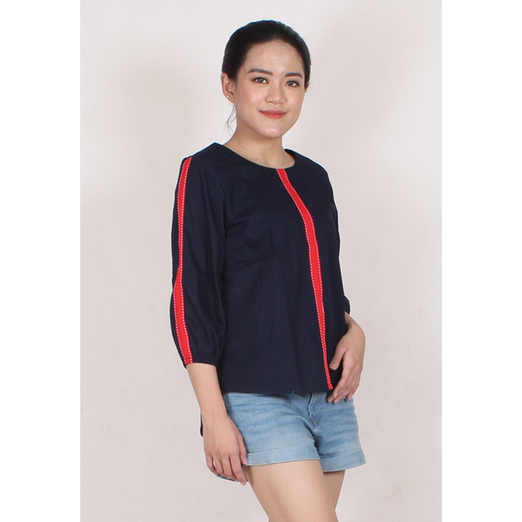 Blouse Camilla Pita Katun Premium VTA-Biru Donker