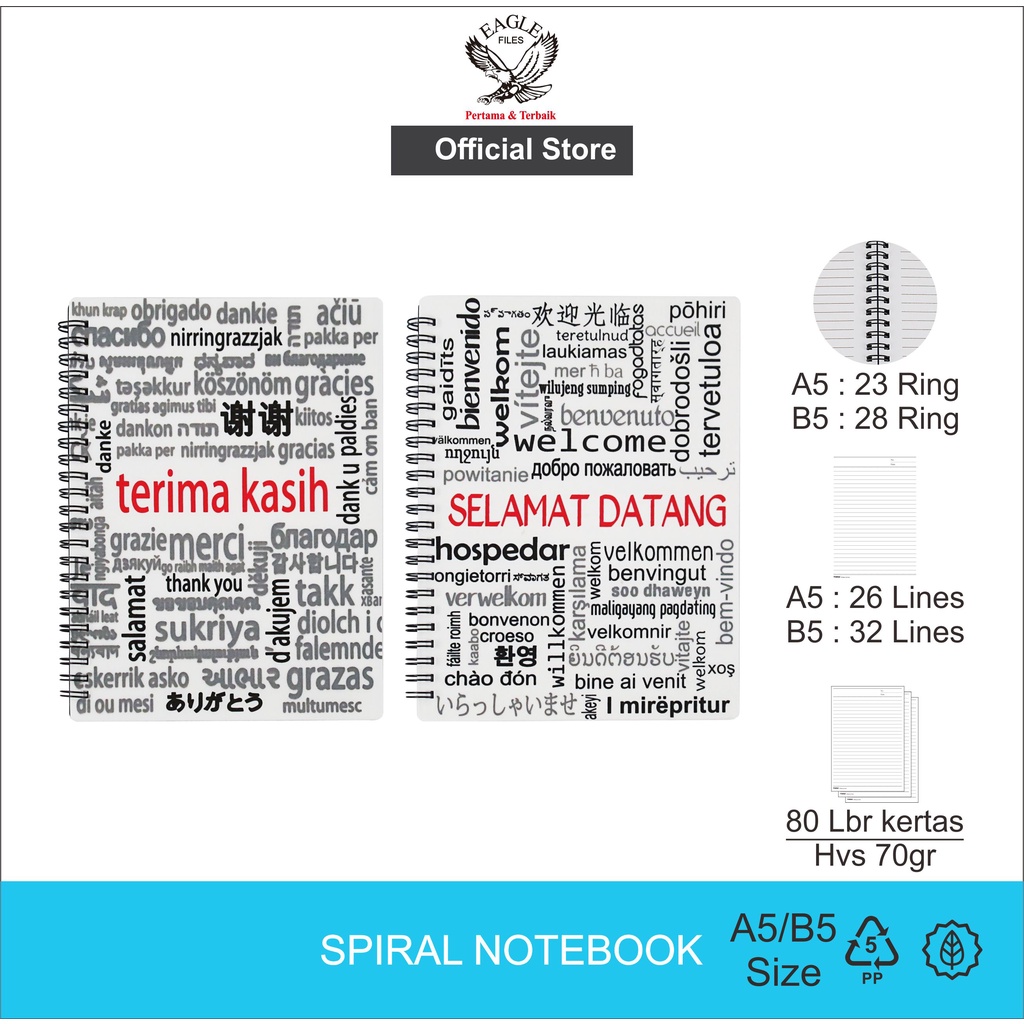 

Notebook Spiral A5/B5 TOMEX Buku Tulis Buku Catatan Diary Isi 80 Lembar