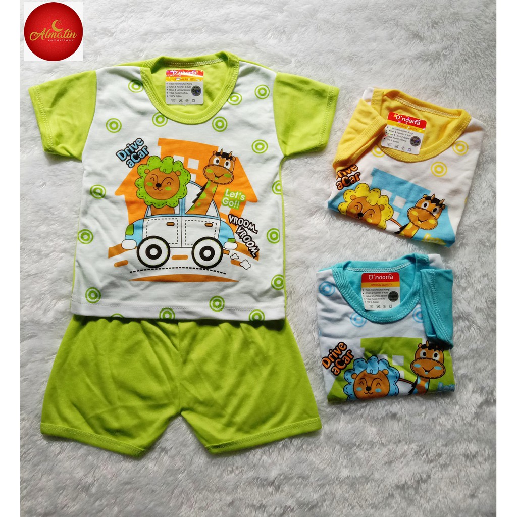 Baju Bayi Karakter/Setelan Baju Bayi D'noorfa / 3 Stel Baju Bayi / Baju  Bayi Tangan Pendek / Kaos