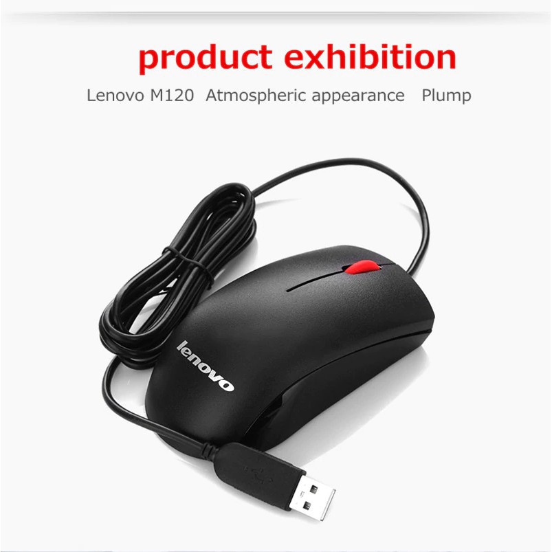 Lenovo M120 Mouse Optik Kabel USB 1000DPI Senyap