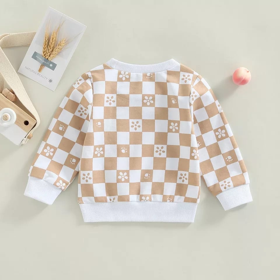 BEFAST - ZTL OOTD Sweater Anak MIKURO / SWEATER ANAK ARROY UNISEX / Pakaian Anak Anak Perempuan dan Laki-Laki / Sweater Casual Anak / Fashion Anak Jalan-Jalan / Sweater Motif Catur / Keluaran Terbaru