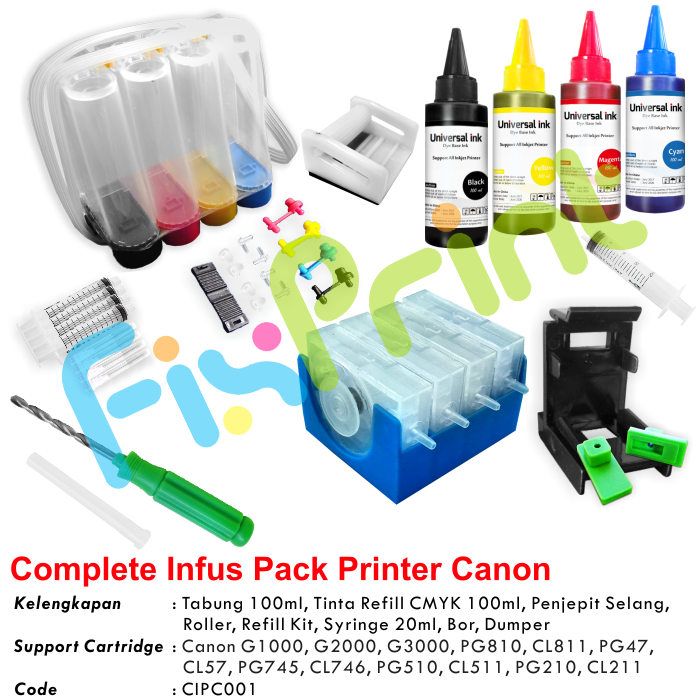 Paket Infus Printer Canon MP287 MX328 MX338 MX347 MX357 MX366 MX426 FPTS1735