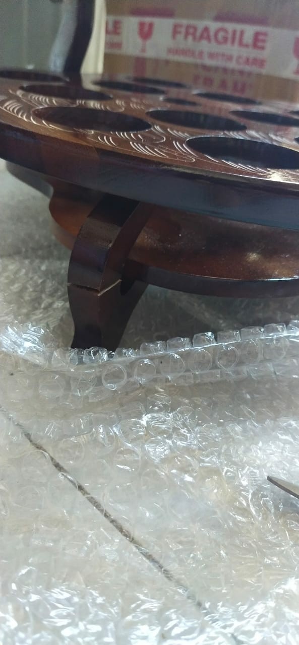 Tempat Aqua - Tempat Gelas Air Mineral Kayu Jati Merak 12 Lobang