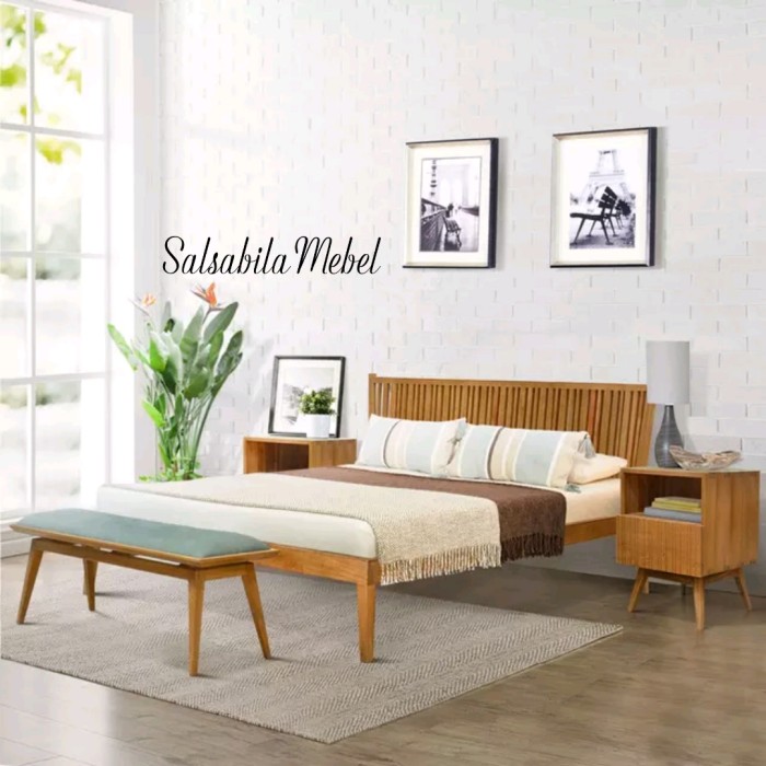 Ranjang kayu unik/ dipan kayu mahoni 200x140cm