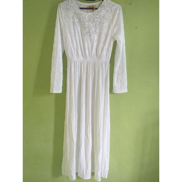 GAMIS ANAK PUTIH BRUKAT LEMBUT MAYZOY