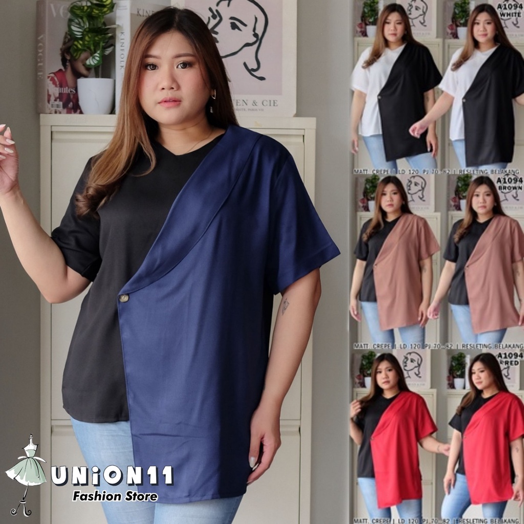 UNION11 - ATASAN JUMBO WANITA LD 120 / BLOUSE WANITA JUMBO / ATASAN JUMBO XXXL WANITA / BAJU JUMBO WANITA BB 80 KG