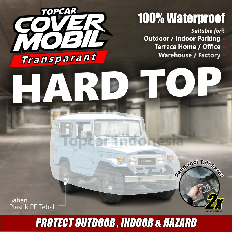 TOPCAR Cover Mobil Transparan HARDTOP TOYOTA Plastik Tebal Plastik Waterproof Outdoor Indoor Part Mobil Aksesoris Exterior Selimut Pelindung Anti Air Debu Kotoran Hewan Teras Gudang Rumah