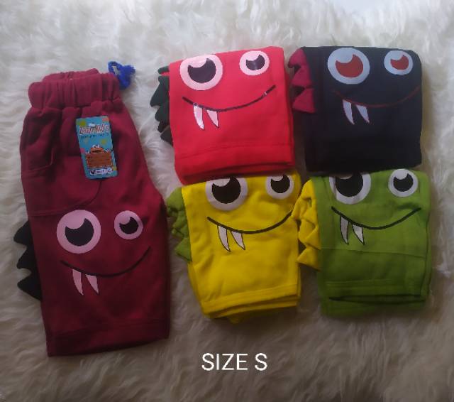 Celana Pendek Anak Motif Monster Size SML 2 Tahun - 5 Tahun / Bawahan Sweater Anak Lucu