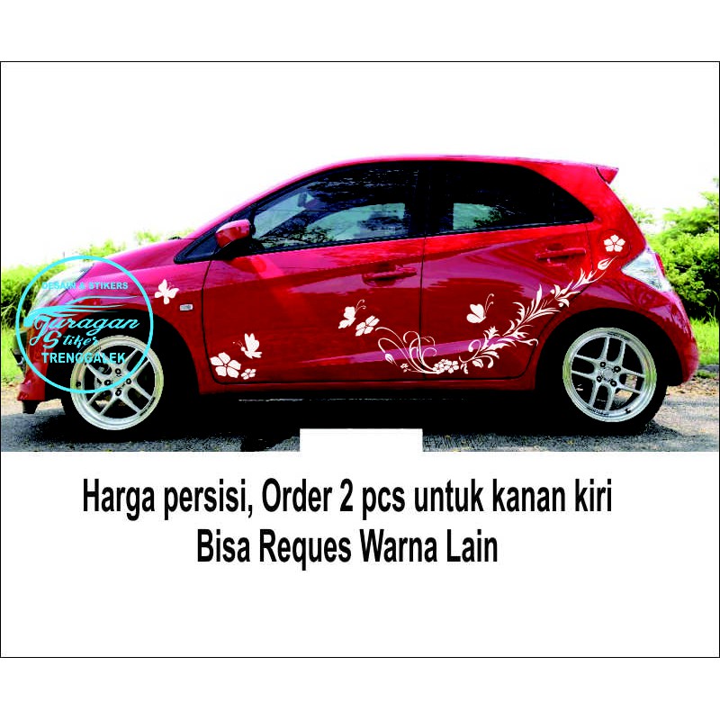 Striping Cutting Stiker  Mobil  Motif  Bunga dan Kupu kupu 