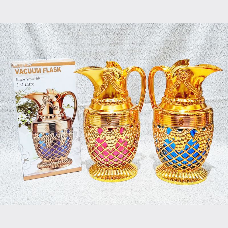 Teko Vacuum Flask Arab Gold 1 Liter Original Saudi Arabia untuk Panas Dan Dingin