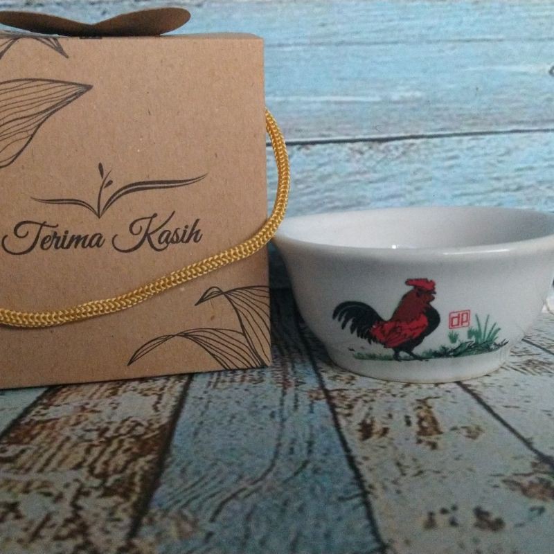 SOUVENIR MANGKOK AYAM JAGO MINI KEMAS BOX RUSTIK