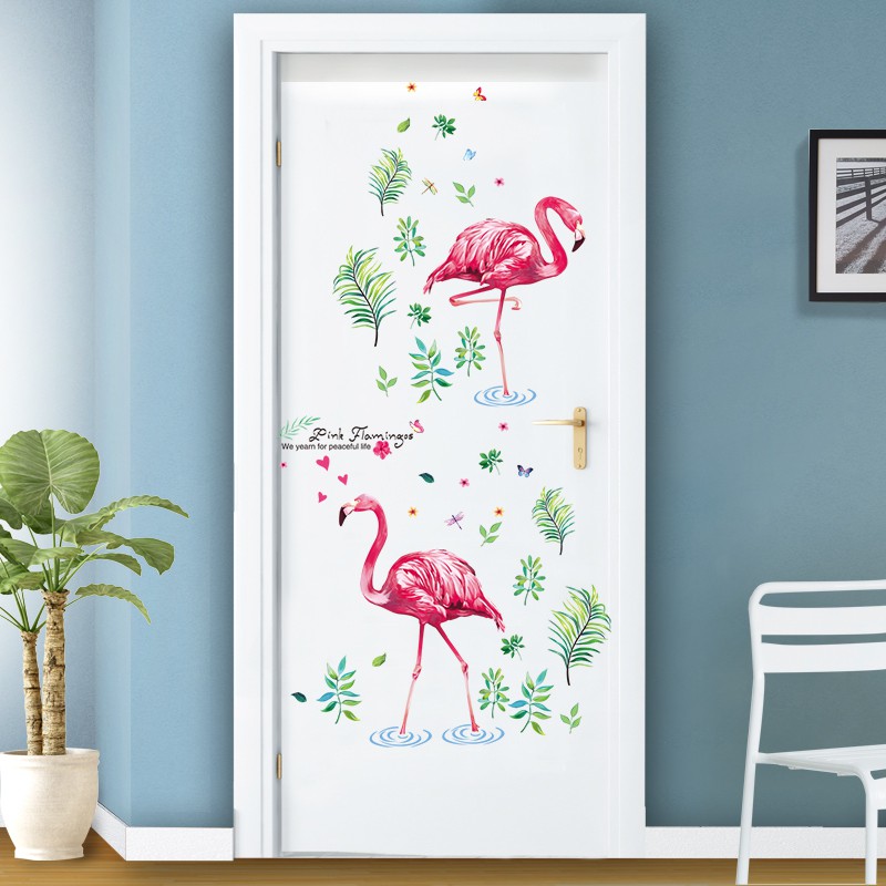 Gaya Nordic ins flamingo kreatif kartun stiker dinding Gaya Nordic ins flamingo kreatif kartun stiker dinding