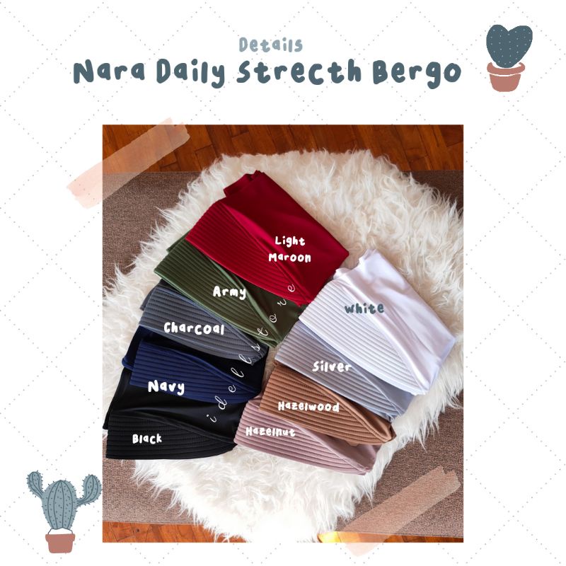 Ara dan Nara Daily Strecth Bergo by idellstore • Bergo Jersey Premium Olahraga