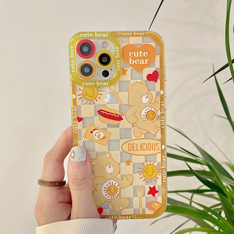 Soft Case Transparan Motif Beruang Untuk Iphone 14 13 12 11 Pro XS Max Mini XR X 8 7 6 6s Plus SE2