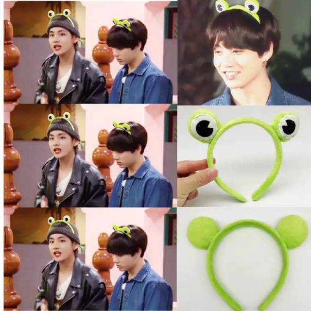 Bando Rambut Motif Mata Katak BANDO TAEKOOK RUN BTS / Headband Frog Lucu / Bando Kodok Bandana Masker Aksesoris Rambut F729