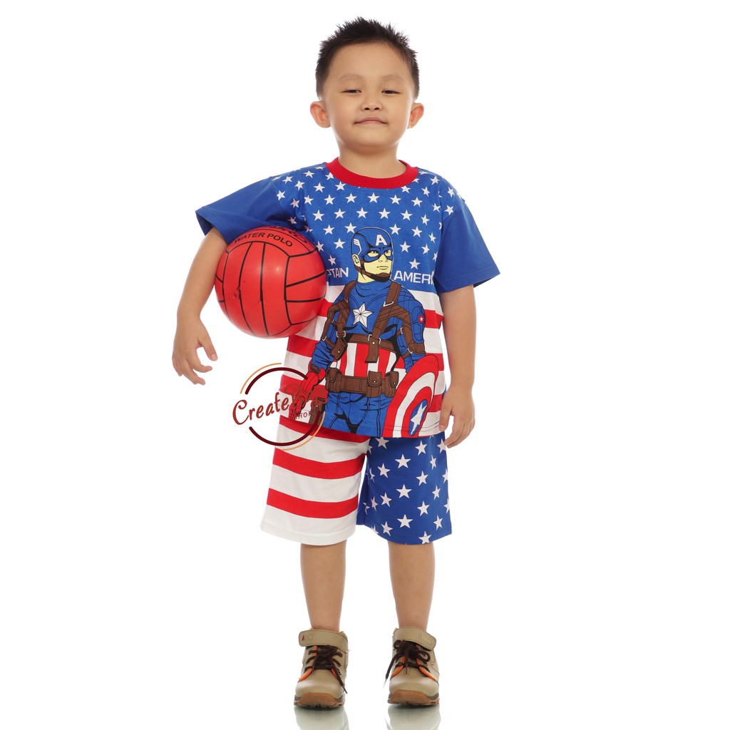 Setelan Anak Laki Laki 2 7 Thn Captain America Bintang Setelan Anak Laki Laki 2 7 Thn Captain America Bintang