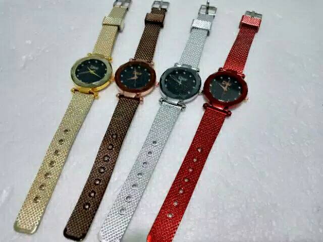 Jam Tangan Wanita Permata Diamond Strap Rubber Full Color