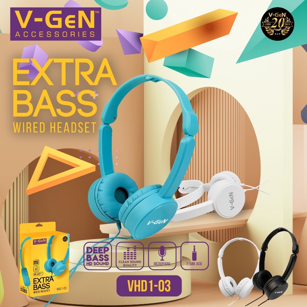 V-GEN VHD1-03 WIRED Headset Xtra Bass high Quality Stereo Heanset Bando Vgen VHD1 03 BASS