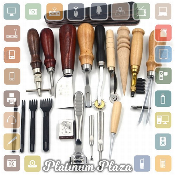 Junetree Peralatan Seni DIY Kulit 18 in 1 Leather Craft Stitching Sewing Tool Set - WA134`1QRXJY-