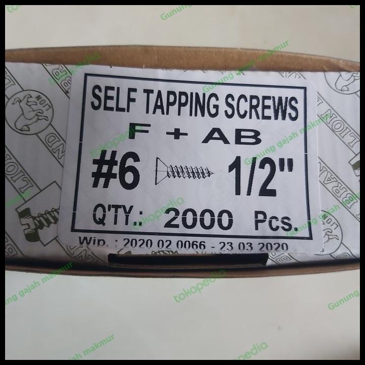 

Sekrup Tapping Fab 6X1/2 Isi 2.000 Pcs