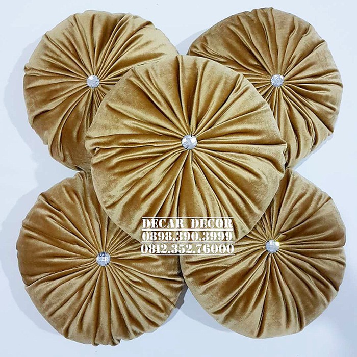 bantal sofa bulat - bantal unik bulat - bantal mewah - bantal beludru