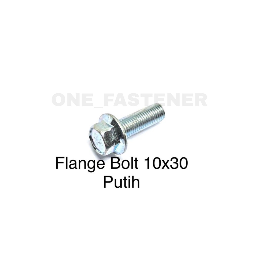 Baut FLANGE BOLT M10X30 Putih Kunci 14 flangebolt shock 10mm 10x30 FBP