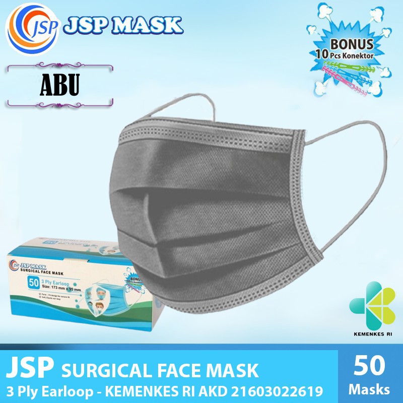 Masker 3 Ply Masker 3 Lapis JSP MASK Masker Earloop FREE KONEKTOR 10PCS Masker Warna