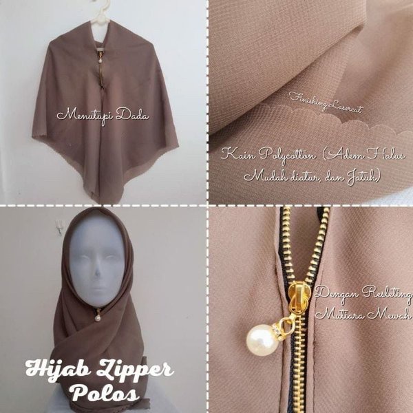 (PROMO) HIJAB ZIPPER POLOS JILBAB RESLETING ZIPER BELLA SQUARE LASER CUT INSTAN PREMIUM COD