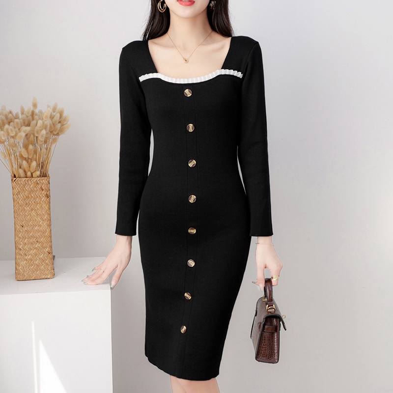 【Elegant】Evening Ladies Bodycon  Bandage Long Sleeves knit Dresses 7375