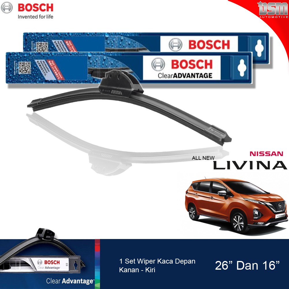 Bosch Clear Advantage Frameless / Wiper Frameless Nissan All New Livina (model Xpander) 26&quot; dan 16&quot;