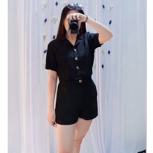ZAZA_FASHION Baju Stelan Wanita Terbaru REAL PICT Set Korean Style Alexa-Hitam