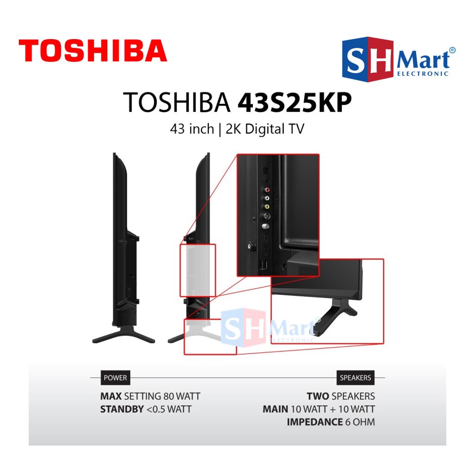 TV TOSHIBA 43 INCH DIGITAL DAN ANDROID TV 43S25KP 43V35KP FREE BRACKET GARANSI RESMI TOSHIBA (MEDAN)