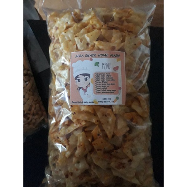 

500gr keripik pangsit pedas dan original