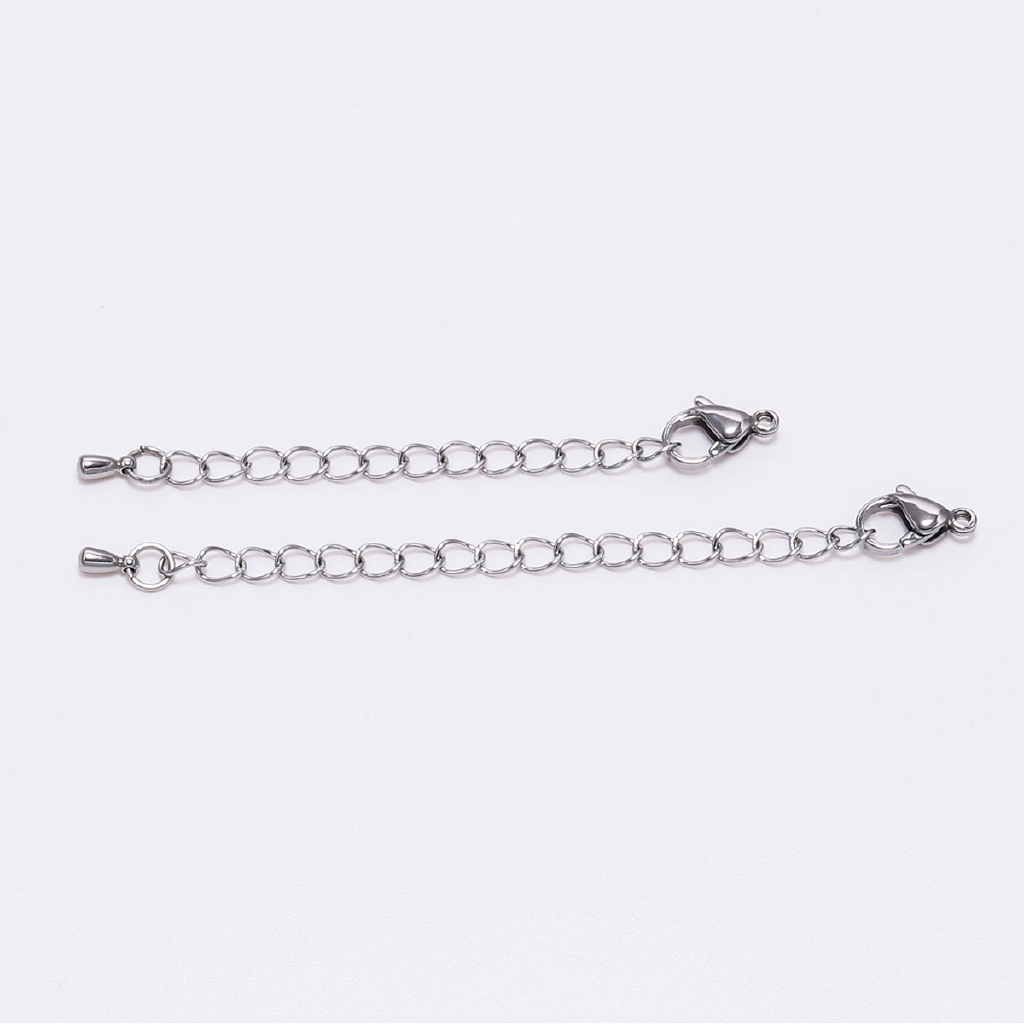 10pcs/lot Stainless Steel Extension End Chain DIY Bracelet Necklace Tail Chain Lobster Clasp Extender Chains For Jewelry Making