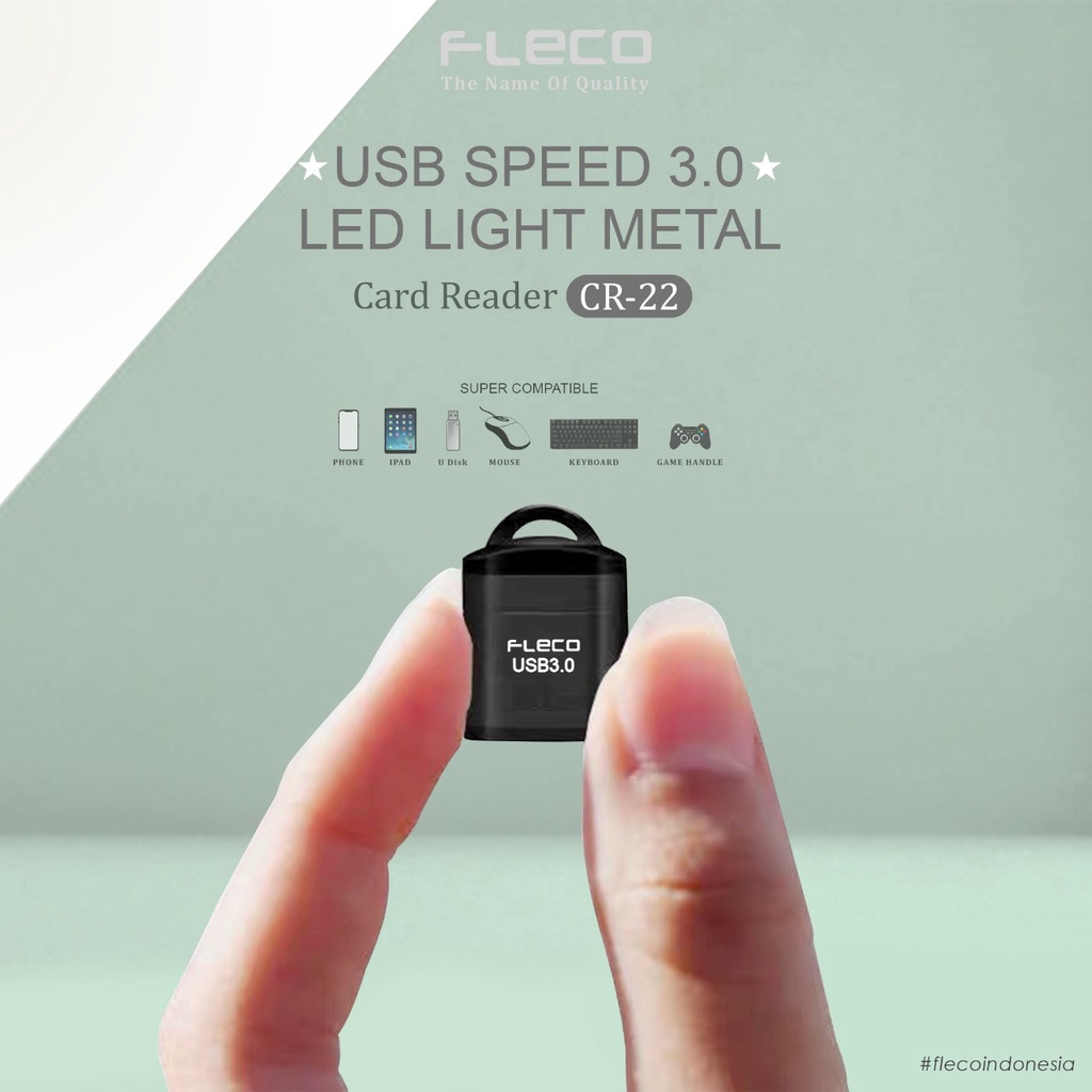 GROSIR CARD READER MICRO SD FLECO METAL CR-22 SUPPORT USB 3.0 UP TO 512GB MINI STYLE dan (card reader enov micro murah)