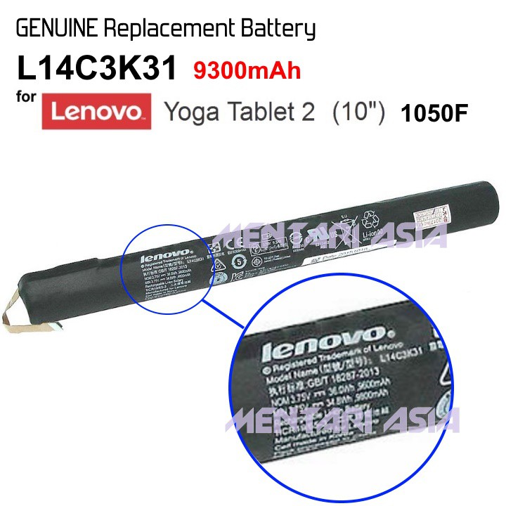 Battery Lenovo Yoga Tablet 2 10in 1050f Genuine L14c3k31 Shopee Indonesia