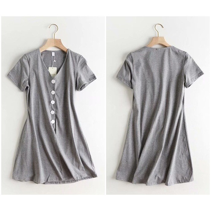 [baju wanita korea]  Mini Dress Kemeja Wanita Korea Import Hitam Black Orange Grey