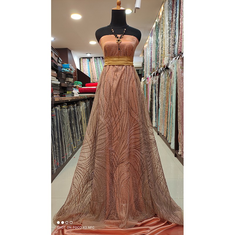 Kain Tile Lace Sequin Impor Korea ROSEGOLD