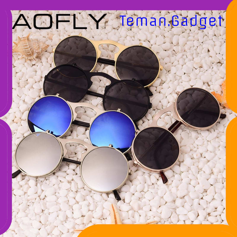 TG-EA001 AOFLY KACAMATA HITAM ROUND VINTAGE STEAMPUNK SUNGLASSES