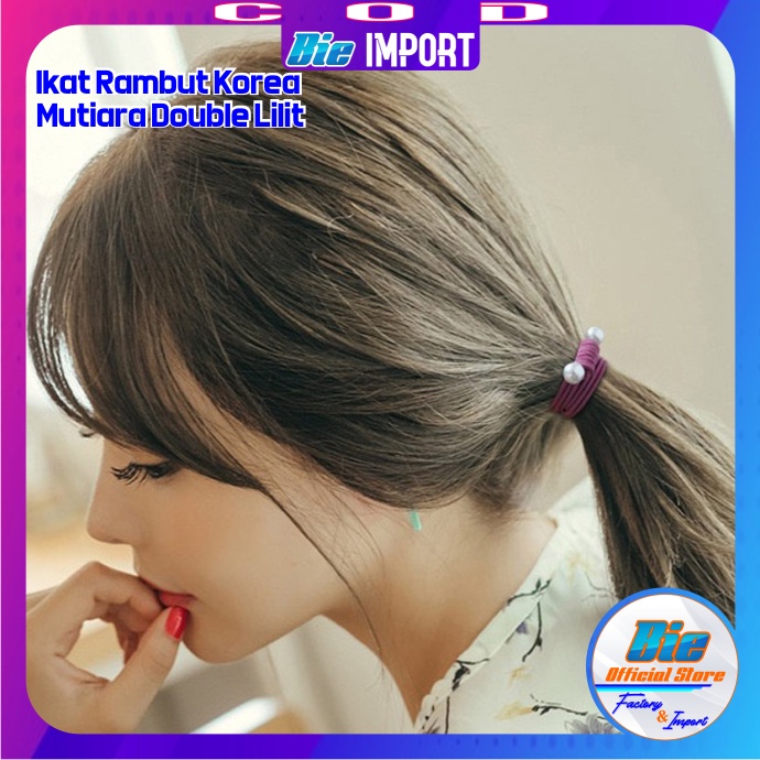 Ikat Rambut Korea Mutiara 2 Layer Korean Style Impor Best Seller