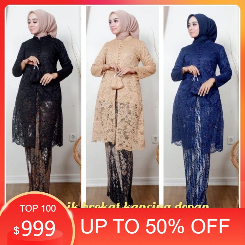 Promo  tunik brokat kancing 1000 kebaya brokat kancing depan Kebaya Brokat kebaya modern