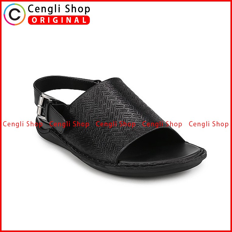 PLAYBOY SANDAL KULIT CASUAL PRIA ORIGINAL TERBARU SLINGBACK HITAM PLE4