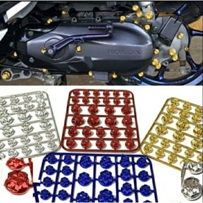 Tutup baut cover baut monel variasi  cvt blok mesin shock knalpot baut l 8-10-12-14-17 motor beat Mi