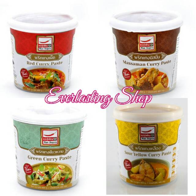 

Mae Supen Red Curry Paste Green Yellow Massaman Kari Thai Thailand Merah Kuning Hijau Gurih Bumbu