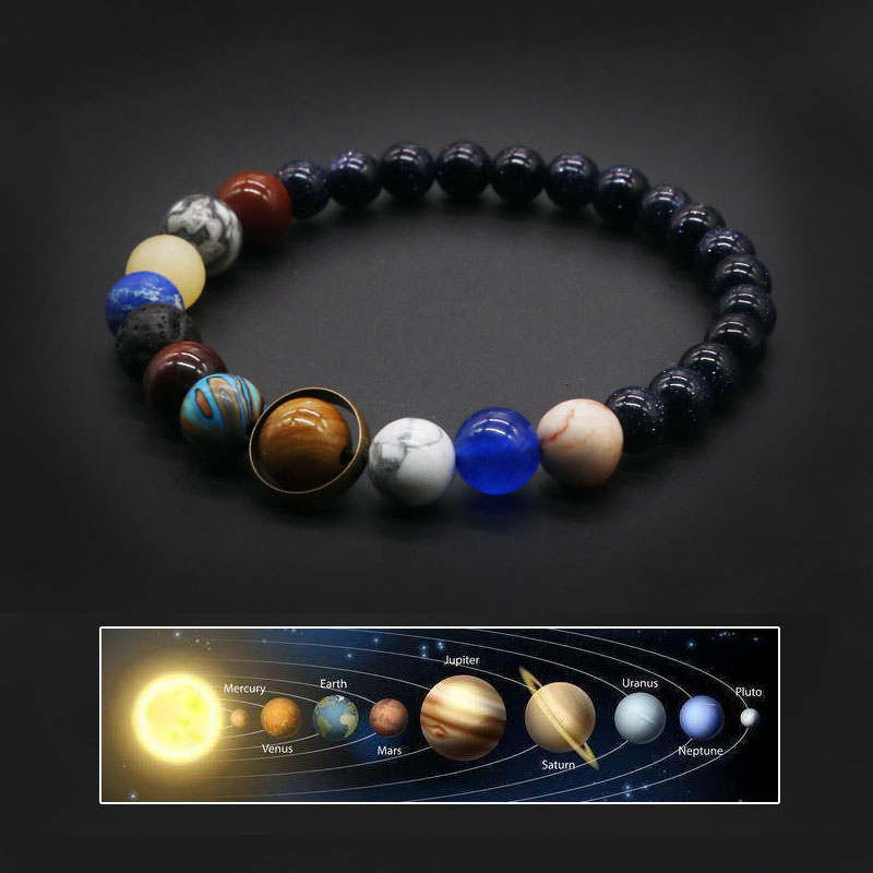 Gelang Manik-Manik Batu Alam Chakra Yoga Galaxy Sistem Tata Surya Untuk Pria Dan Wanita