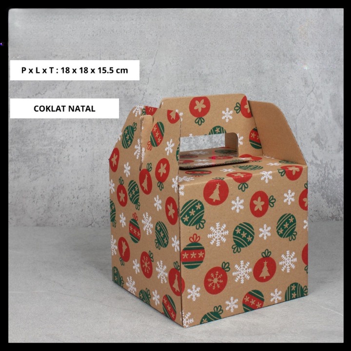 

10 Pcs Dus Jinjing Hampers Natal Kardus Die Cut Packaging 2 Mika Thinwall 1500 ml Box Kemasan Souvenir Size 18x12x15 cm